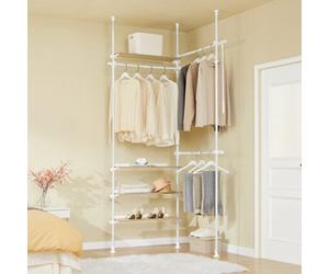 Sobuy Kls17-Nw, Telescopic Clothes Rail, Heavy Duty Clothes Rack, Adjustable Open Wardrobe With Hanging Rails