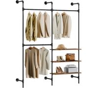 Sobuy Kls18-Sch, Wall-Mounted Clothes Rail,coat Stands, Fixed Pipe Garment Rack Open Wardrobe Closet Organiser,black