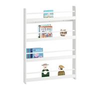 SoBuy KMB08-W, Kids Bookshelf Children's Bookcase 4 Tier Book Storage Rack, Wall Bookshelf Toy Storage Unit for Nursery or Playroom Kids Bedroom Furni