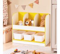 Sobuy Kmb107-G, Children Kids Bookcase Bookshelf Toy Shelf Storage Shelf With 3 Plastic Boxes, Gold,w70Xd30Xh58