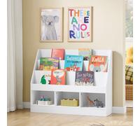 Sobuy Kmb118-W, Kids Bookshelf Children's Bookshelf With 3 Storage Compartments Kids Book Shelf Toy Storage Unit