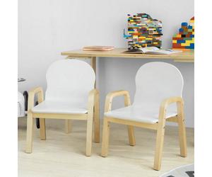 Sobuy Kmb24-Wx2, Set Of 2 Kids Chairs, Wooden Children Chair Height Adjustable Stools For Kids, White
