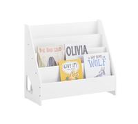 SoBuy KMB32-K-W, Children's Bookshelf Bookcase Children Kids Storage Shelf Rack with 4 Shelves and 1 Open Compartment Book Toy Organiser White W70 x D