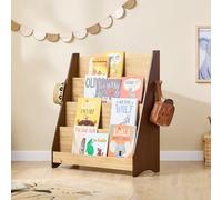 Sobuy Kmb32-N,kids Bookshelf Floor Standing Bookcase 4 Compartments 2 Hooks Toy Storage,wood Veneer,w91Xd30.4Xh88.5