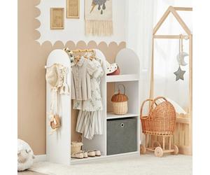 Sobuy Kmb40-W, Kids Wardrobe With Hanging Rail Kids Wardrobe For Bedroom With Storage Box And 3 Hooks Small Closet,white