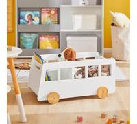Sobuy Kmb41-W, Children Bookcase Toy Storage Shelf Bus Shaped Shelf,white,w69Xd41Xh33.5