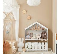 Sobuy Kmb52-W, House Shape Children Bookcase Toy Shelf Storage Display Shelf Rack,white,w90.5Xd30Xh114