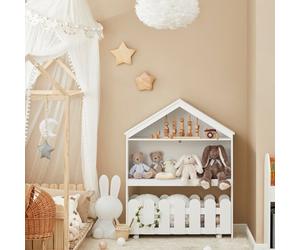 Sobuy Kmb52-W, House Shape Children Bookcase Toy Shelf Storage Display Shelf Rack,white,w90.5Xd30Xh114