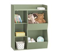 Sobuy Kmb55-K-Gr,childrens Bookcase Toy Shelf 5 Open Compartments Floor Standing Storage, Green,w80Xd33.8Xh103.5