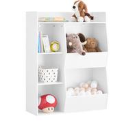 Sobuy Kmb55-K-W,childrens Bookcase Toy Shelf 5 Open Compartments Floor Standing Storage, 80X34X104 White,w80Xd34Xh104
