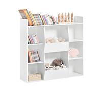 SoBuy KMB55-W, Kids Bookshelf and Toy Storage Unit with 8 Storage Compartments Children's Bookcase for Nursery Toddler Room Baby Book Shelf Kids Book