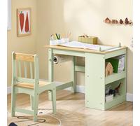 Sobuy Kmb60-Gr, Kids Desk And Chair Set Kids Study Table And Chair Set With 2 Storage Shelves And Paper Roll Holder,green