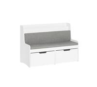 Sobuy Kmb66-W, Children Kids Bench With Backrest, Seat Cushion And Mobile Storage Chests,white,w100Xd45Xh70