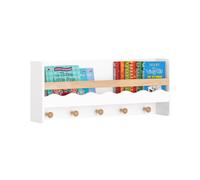 Sobuy Kmb78-W, Wall Mounted Storage Shelf Children Kids Book Shelf Toy Shelf Coat Rack,white,w73Xd15Xh30