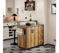 Sobuy Knl02-Pf, Design Bar Cabinet On Wheels, Kitchen Storage Trolley Kitchen Island Kitchen Cabinet Sideboard Vintage,black