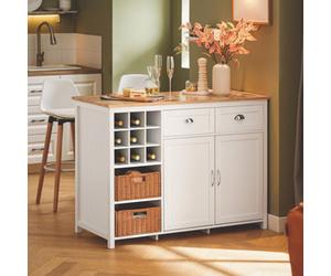 Sobuy Knl05-W, Kitchen Island Kitchen Cabinet Cupboard Sideboard Dining Bar Table,white,w120Xd60Xh90