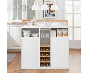 Sobuy Knl07-Nw, Kitchen Island Sideboard Storage Cabinet Kitchen Breakfast Dining Bar Table,w105Xd60Xh105