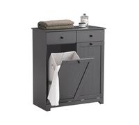 SoBuy Laundry Basket Bathroom Storage Cabinet Unit with Drawer,Grey,BZR33-DG,UK