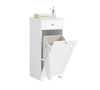 SoBuy Laundry Cabinet, Bathroom Storage Cabinet with Laundry Basket Space-Saving Storage Unit White W40 x D38 x H90cm BZR21-II-W