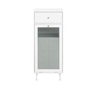 Sobuy Laundry Cabinet With Glass Door And Laundry Basket White Storage Chest
