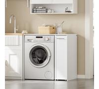 Sobuy Laundry Storage Cabinet With Pull-Out Shelf And Wheels 35.4X23.6X34.6 Inch Bzr229-W - White
