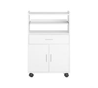 Sobuy Microwave Shelf Kitchen Storage Trolley Wheeled Cabinet Unit White
