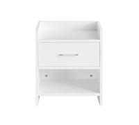 SoBuy Minimalist Nightstand - Single Drawer & Open Shelf - Modern in White SoBuy White