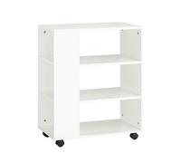 SoBuy® FBT68-W, 3 Tiers Storage Shelf Bookcase on Wheels Side End Table
