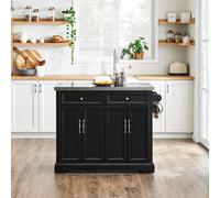 SoBuy Mobile Drop-Leaf Kitchen Island Space-Saving Breakfast Bar - 2 Drawers in Black SoBuy Black