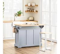 SoBuy Mobile Drop-Leaf Kitchen Island Space-Saving Breakfast Bar - 2 Drawers in Light Grey SoBuy Light Grey
