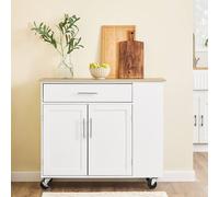 SoBuy Mobile Kitchen Island - Oak-Top & Adjustable Shelf in White SoBuy White