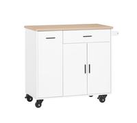 SoBuy Mobile Kitchen Island - Oak Top & Pull-Out Racks in White SoBuy White