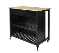 SoBuy Mobile Kitchen Island Wood-Top Farmhouse - 2 Drawers 2 Shelves in Black SoBuy Black
