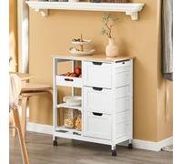 SoBuy Mobile Kitchen Trolley - 3 Drawers & Basket Farmhouse in White SoBuy White