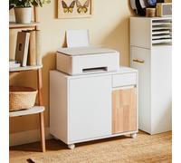 SoBuy Mobile Office Storage Cabinet - White & Natural Wood SoBuy White