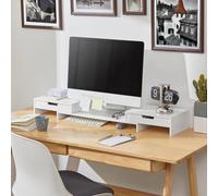 SoBuy Monitor Stand Office Organiser with 2 Dual Adjustable Drawer - H11cm in White SoBuy White