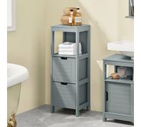 SoBuy Narrow Bathroom Cabinet - 2 Drawers & Open Shelf - H90cm in Grey SoBuy Grey