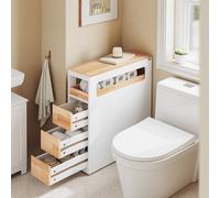 Sobuy Bathroom Side Cabinet With 4 Drawers And Wheels 25.6X9.1X32.3 Inch Load Capacity 40 Kg Bzr54-Iii-Nw - White