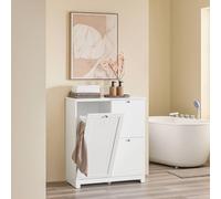 Sobuy Bzr213-W, Slim Bathroom Cabinet With 3 Laundry Baskets & 1 Large Integrated Hamper & 2 Removable Fabric Bins,white