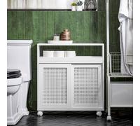 SoBuy Narrow Bathroom Side Cabinet - Wheeled & Sliding Doors in White SoBuy White