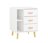 SoBuy Narrow Bedside Cabinet - 3 Drawers & Open Shelf in White SoBuy White
