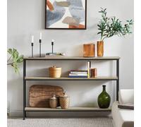 SoBuy FSB49-PZ,Console Table, Slim Narrow Side Table with 3 Tier Storage Shelves, Entryway Table, Living Room,Rustic Sofa Table with Metal Frame Bl...