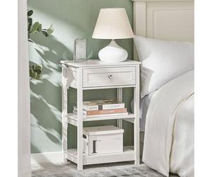 SoBuy Narrow Nightstand - Single Drawer & Shelves in White SoBuy White