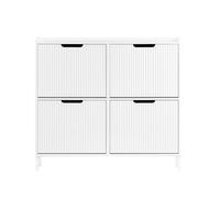 SoBuy Narrow Shoe Rack with 4 Flip Drawers White FSR177-L-W