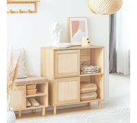 SoBuy Narrow Sideboard - Sliding Doors Scandi in Natural SoBuy Natural
