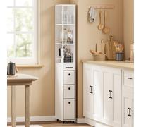 SoBuy Narrow Tall Storage Cabinet - Wheeled & Drawers in Cream SoBuy Cream