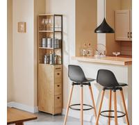 SoBuy Narrow Tall Storage Cabinet - Wheeled & Drawers in Light Oak SoBuy Light Oak