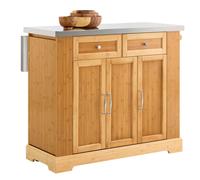 SoBuy Natural Bamboo Kitchen Island with Extendable Worktop
