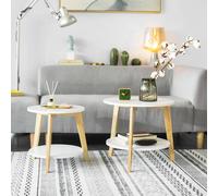 Sobuy Fbt75-W, Set Of 2 Nesting Tables Round Coffee Tables For Living Room, White