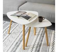 SoBuy Nesting Coffee Tables - Bamboo Legs in White SoBuy White